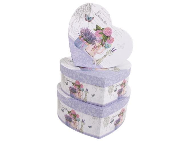 Набор подарочных коробок UFO 3366-SY342 Lavander Heart, сердце (цена за набор 3шт) 6900069907903