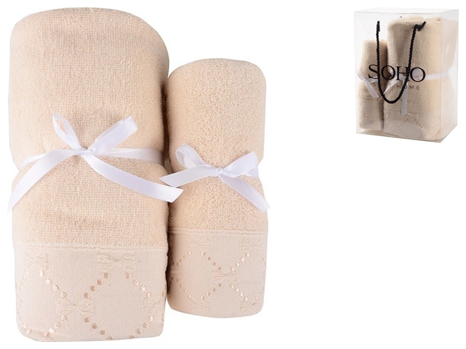 Набір рушників Soho Bow Cream, 35х75+70х140см, бавовна 100%, 6900069905688