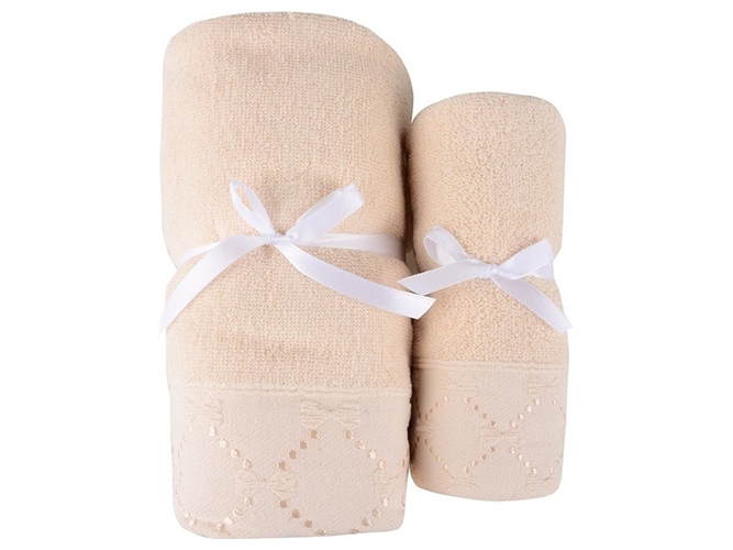 Набір рушників Soho Bow Cream, 35х75+70х140см, бавовна 100%, 6900069905688
