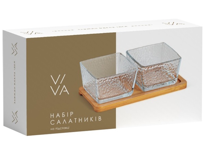 Набор салатников Viva Bamboo, 250мл, квадр. на подставке, (цена за набор 2шт) 6900068706484