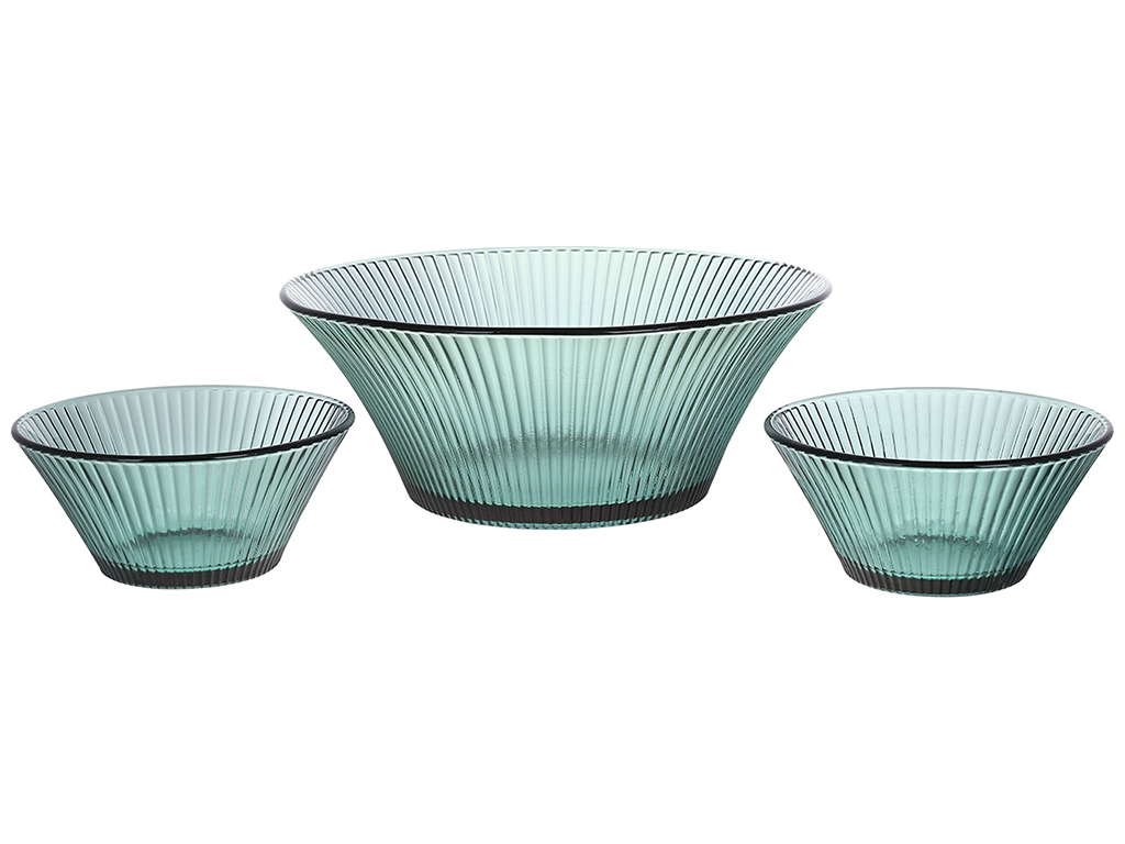 Набор салатница и 2 пиалы (цена за набор 3 предмета) цвет – зеленый