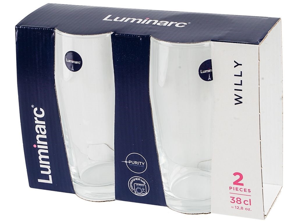Набор стаканов для пива Luminarc Beer Willy, высокие, 380мл (цена за набор 2шт) 883314949506