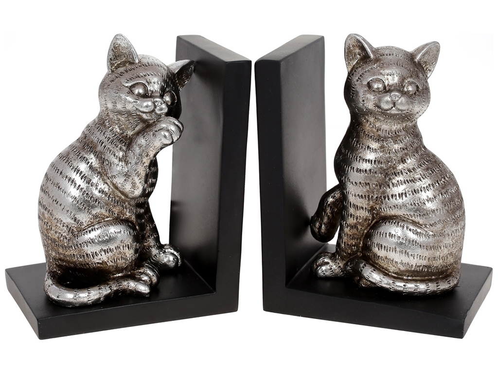 Набор держателей для книг Коты, 24см, цвет - стальной