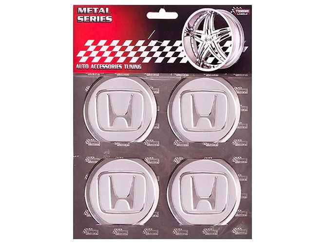 Наклейки на колпаки HONDA, 6см, серые, 4шт