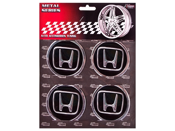 Наклейки на ковпаки HONDA, чорні, діаметр 6см (ціна за набір 4шт)