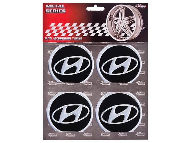 Наклейки на колпаки HYUNDAI, 6см, черные, 4шт