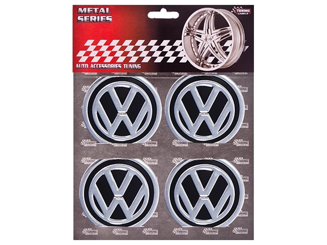 Наклейки на ковпаки VOLKSWAGEN, чорні, 60мм (ціна за набір 4шт)