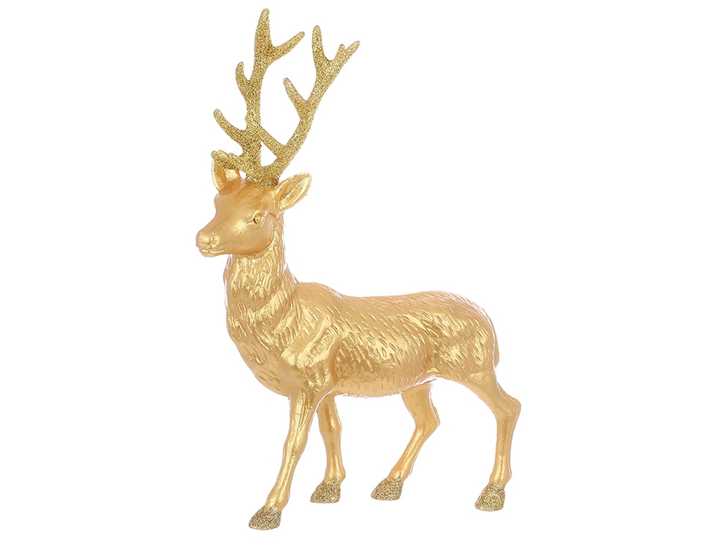 Новорічна декоративна фігура Олень 40см, колір - золото з гліттером