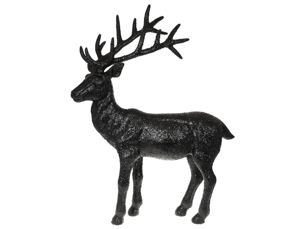 Новогодняя декоративная фигура Олень, цвет - черный глиттер, 76см