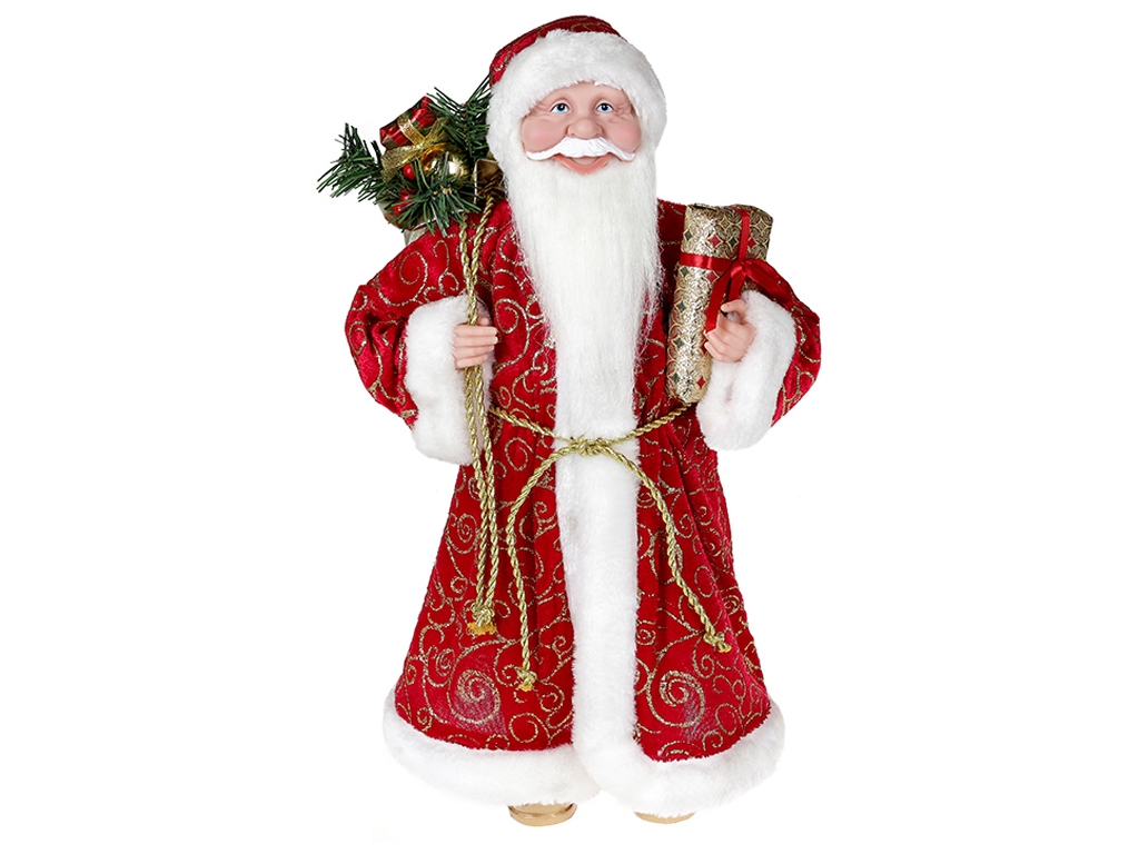 Новогодняя декоративная игрушка Санта, цвет - красный, 45см