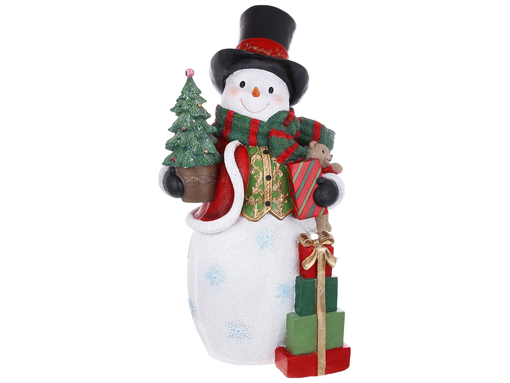 Новогодняя фигура LED Снеговик с подарками, 45х35х80см