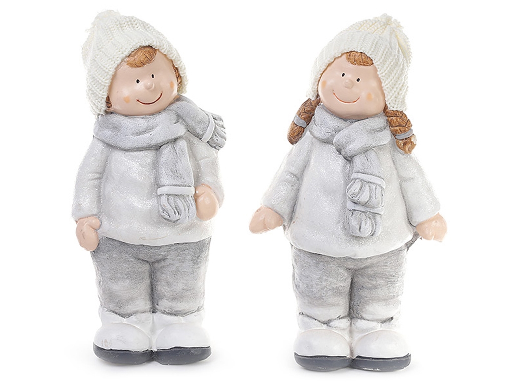 Новогодняя фигурка Дети, 2 дизайна - мальчик и девочка, 26х16х41см (цена за 1шт)