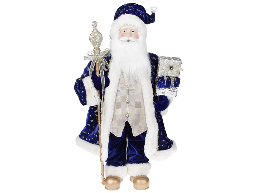 Новорічна іграшка Санта 60см, колір - синій із шампанню