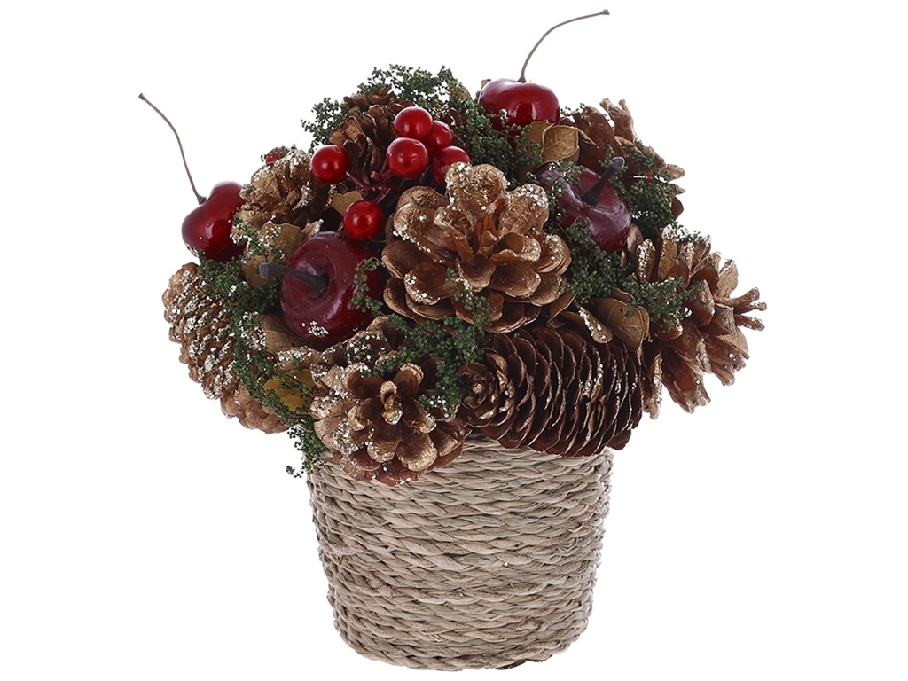 Новорічна композиція з шишок у горщику, 19см (Частковий брак)
