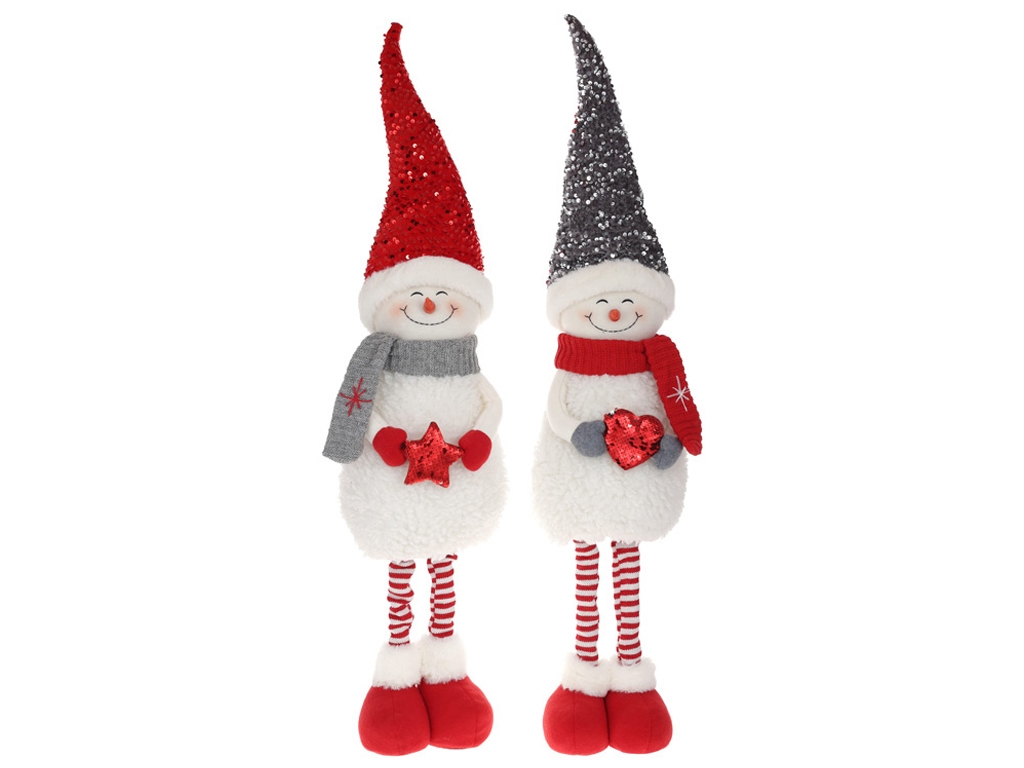 Новогодняя мягкая игрушка Снеговик в шапке с пайетками и ножками (телескоп), 2 дизайна, 100см (цена 
