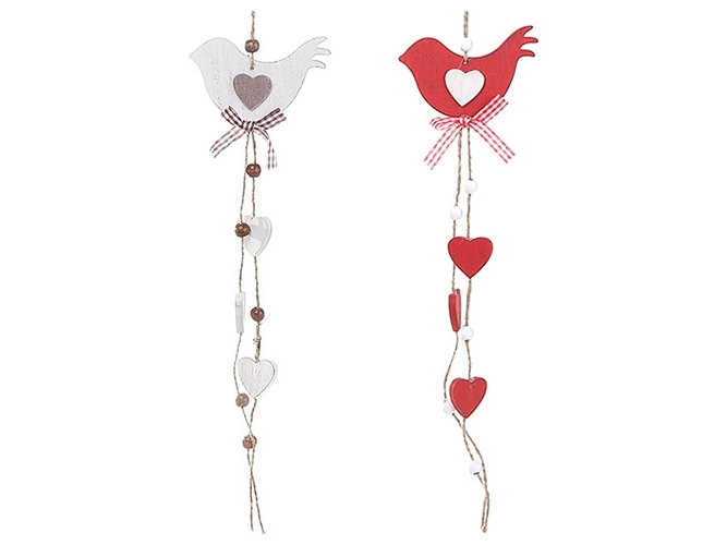 Новогоднее украшение Птичка с декором, 39см, 2 дизайна