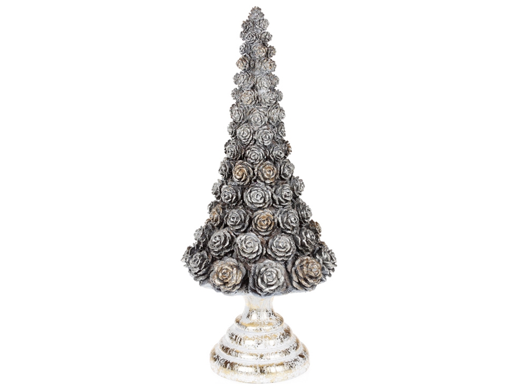 Новорічний декор Ялинка, 34,5см, колір - срібло антик