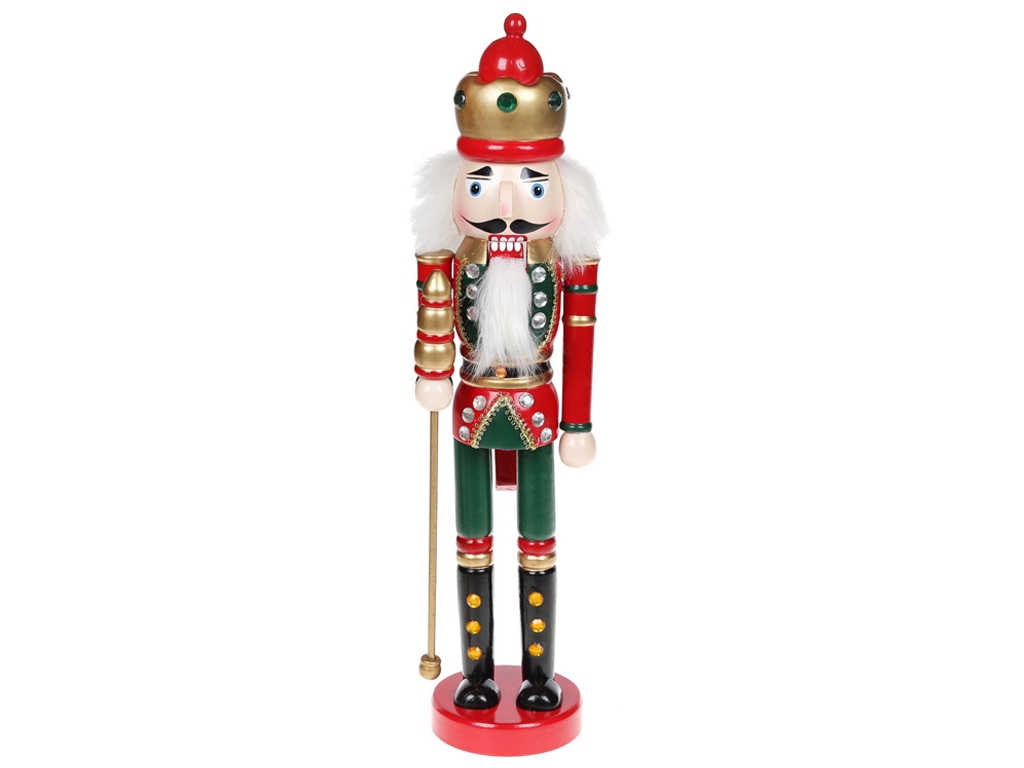 Новогодний декор Щелкунчик, цвет - красный с зелёным, 38см