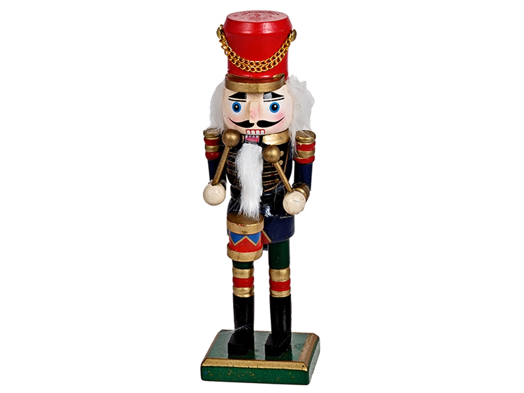 Новогодний декор Щелкунчик, цвет - красный с синим, 38см