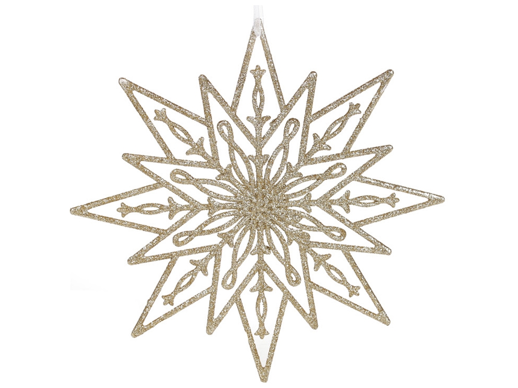 Новогодний декор Рождественская звезда, цвет - золото, 24см