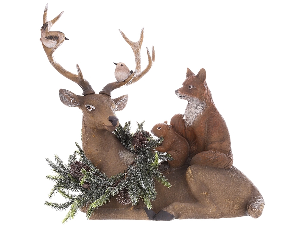 Новогодний декор из LED Олень с лесными животными, 59x28см