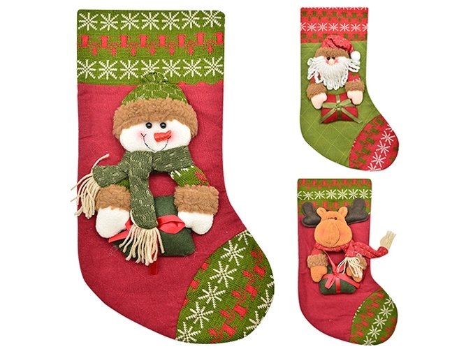 Новогодний носок для подарков 24x45см