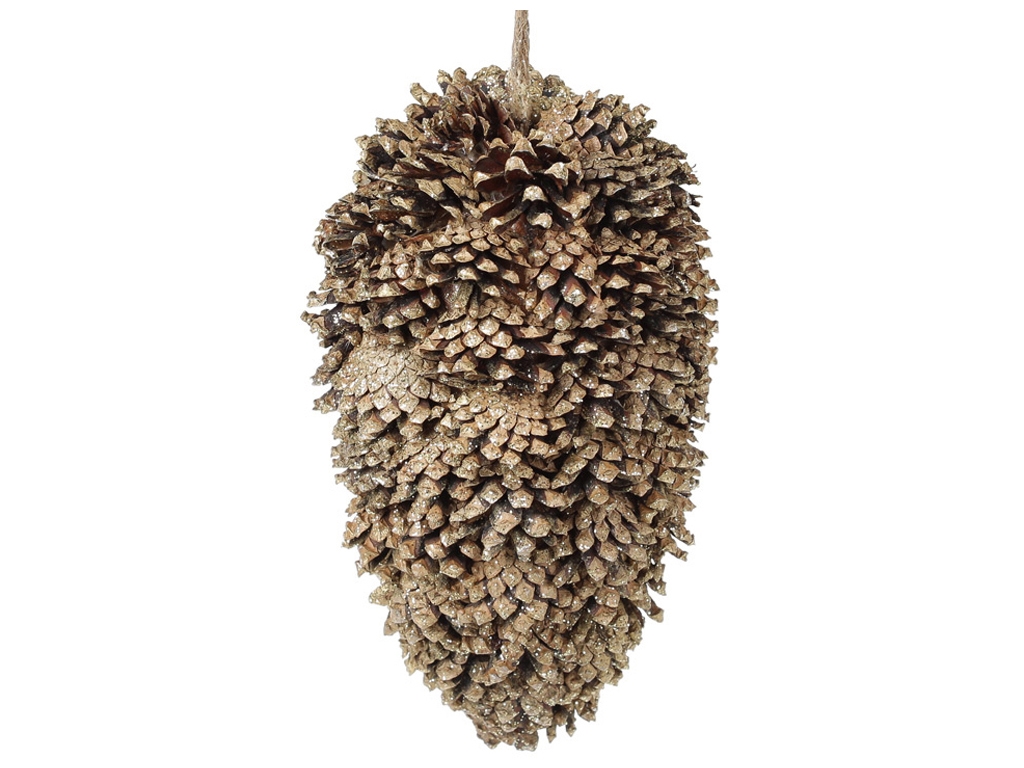 Новорічний підвісний декор із шишок, колір - коричневий, 26см