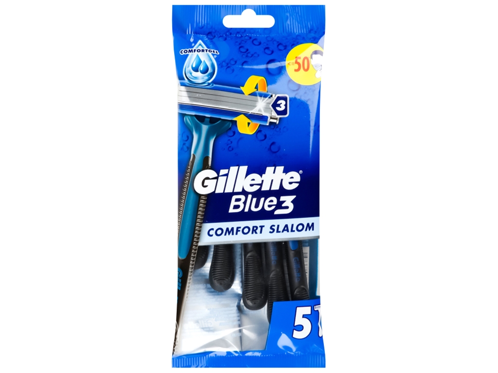 Одноразовые бритвы Gillette Blue 3, Comfort Slalom, 5шт