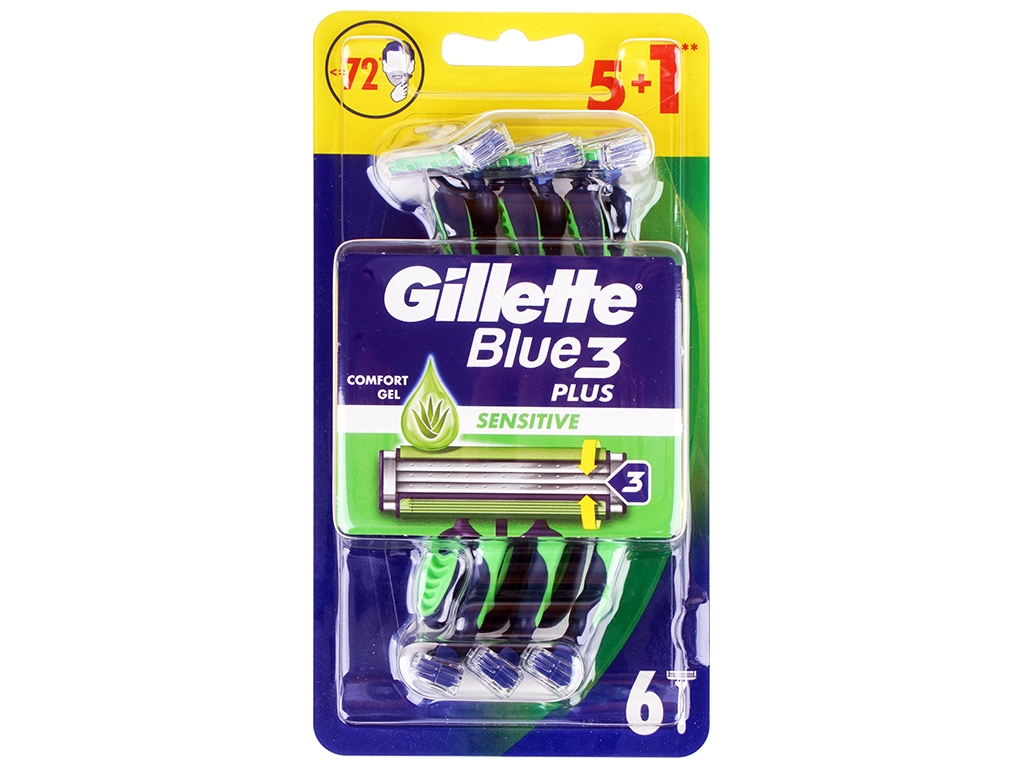 Одноразовые бритвы Gillette Blue 3 Sensitive Plus, 6шт