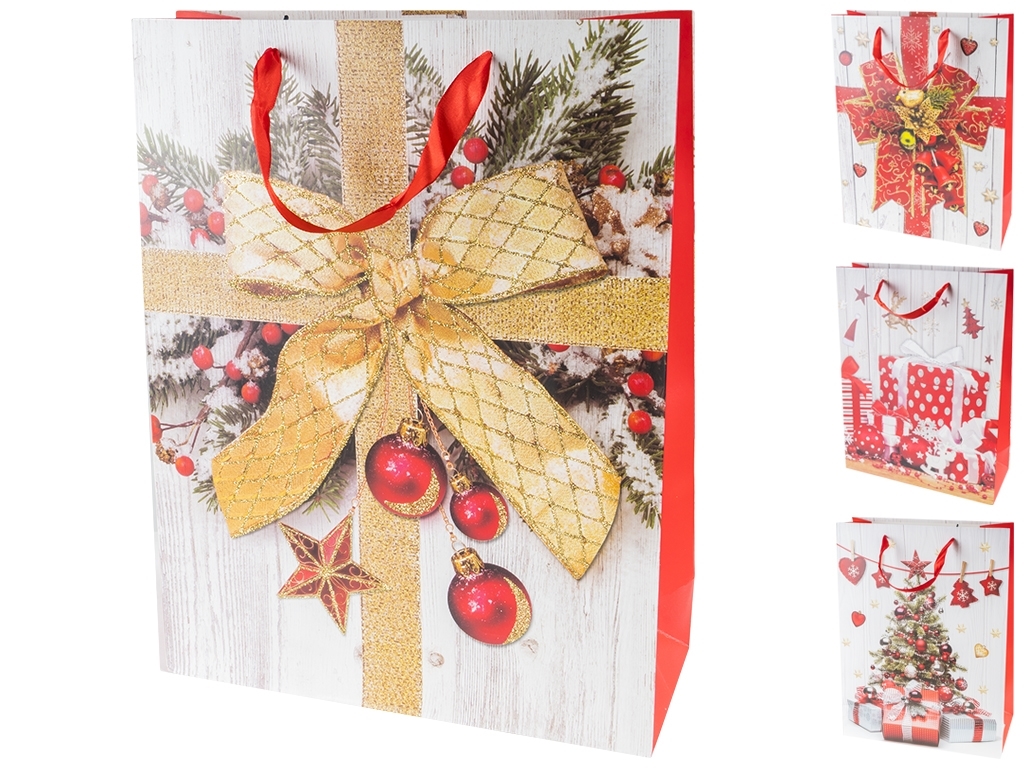 Пакет новогодний бумажный L "Gift" 31х12х40см