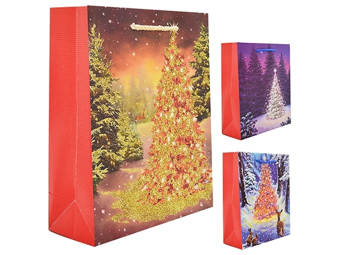 Пакет новогодний бумажный "Christmas tree2" M 26х10х32см