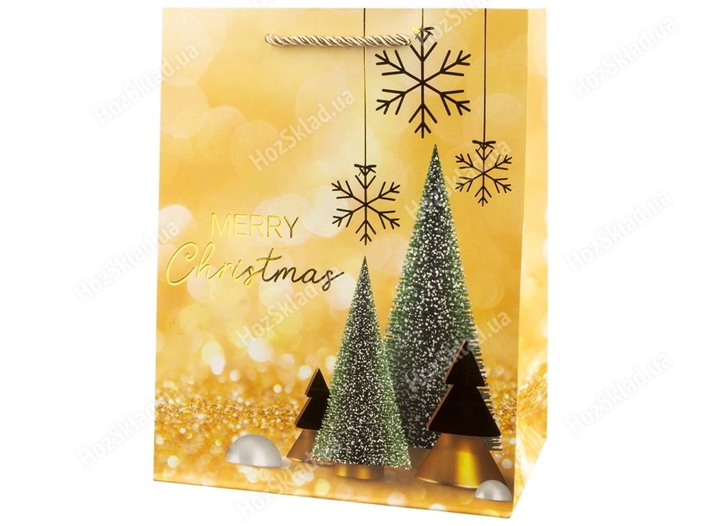 Пакет новогодний бумажный L Christmas tree, 30x41,5x12см