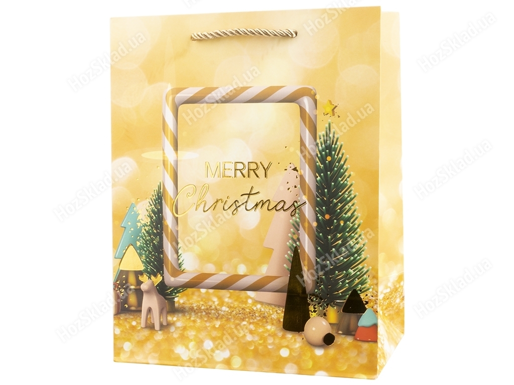 Пакет новогодний бумажный L Christmas tree, 30x41,5x12см