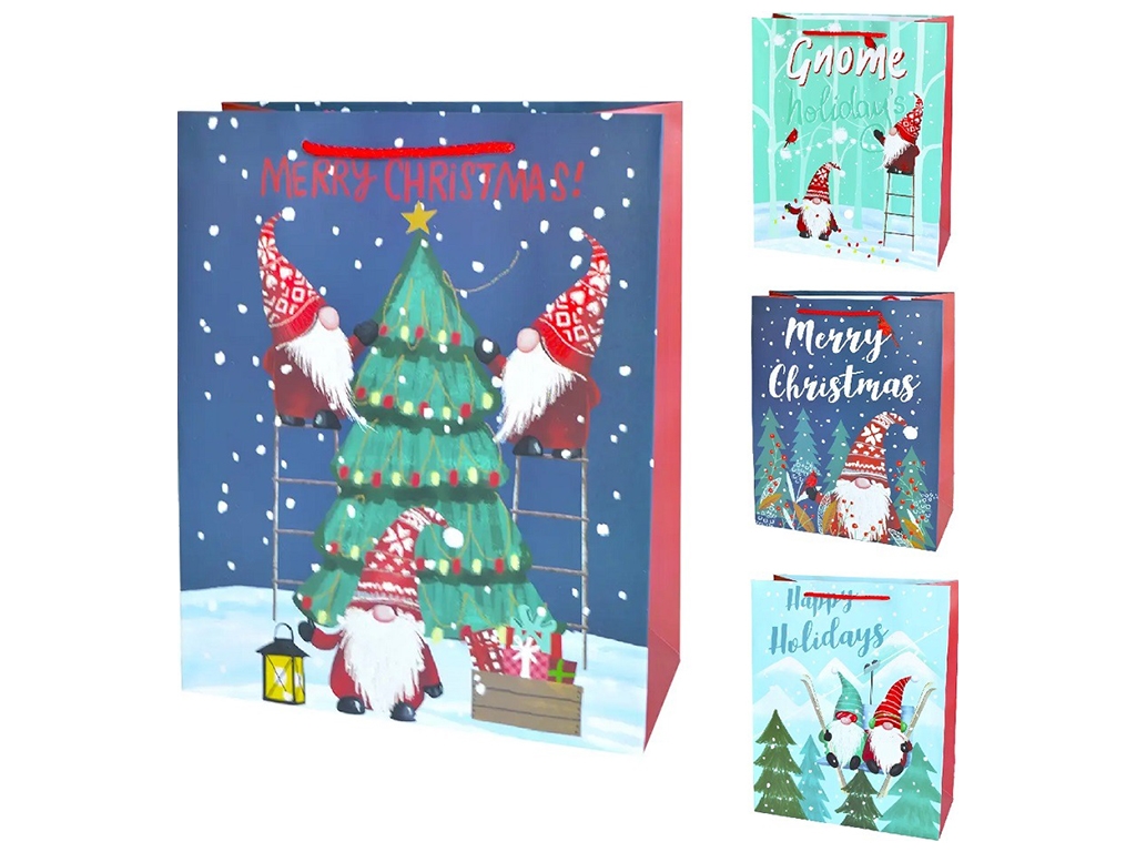 Пакет новогодний бумажный L Happy holidays, 31х42х12см