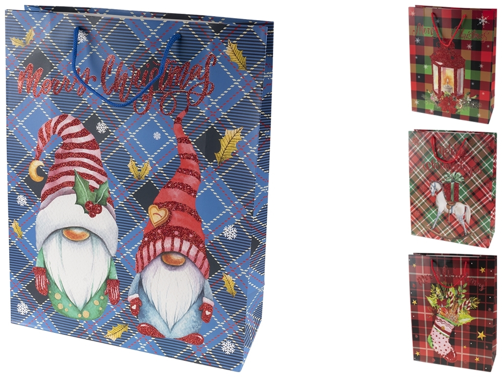Пакет новогодний бумажный L "С Рождеством!" 31х12х40см