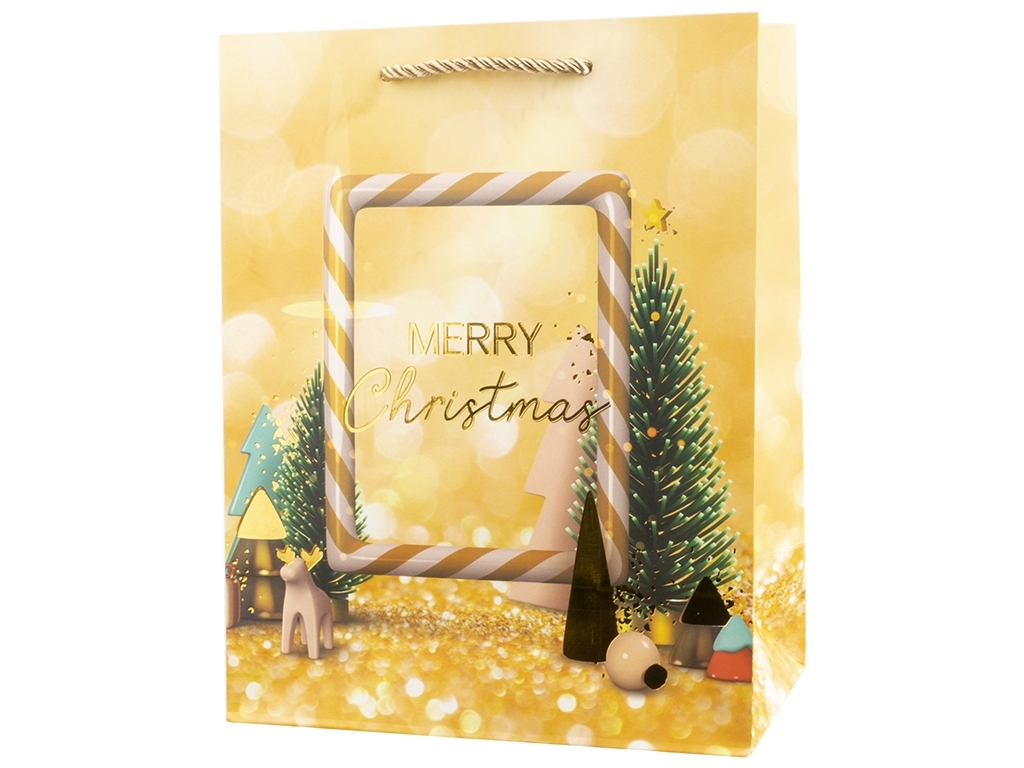 Пакет новогодний бумажный M Christmas tree, 26x32x10см