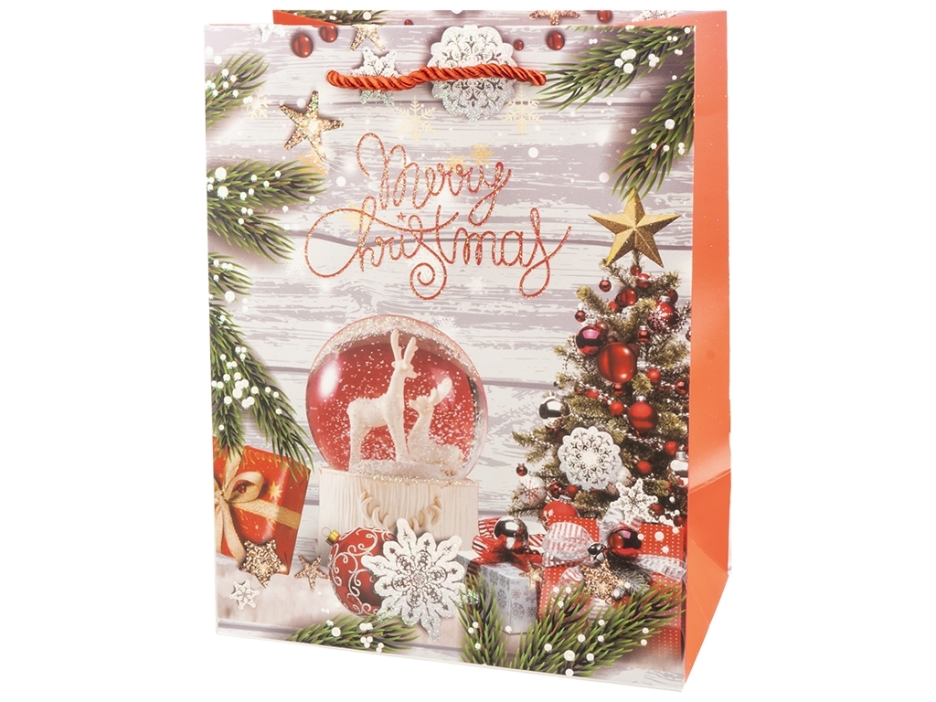 Пакет новорічний паперовий M Happy Holidays, 26x32x10см