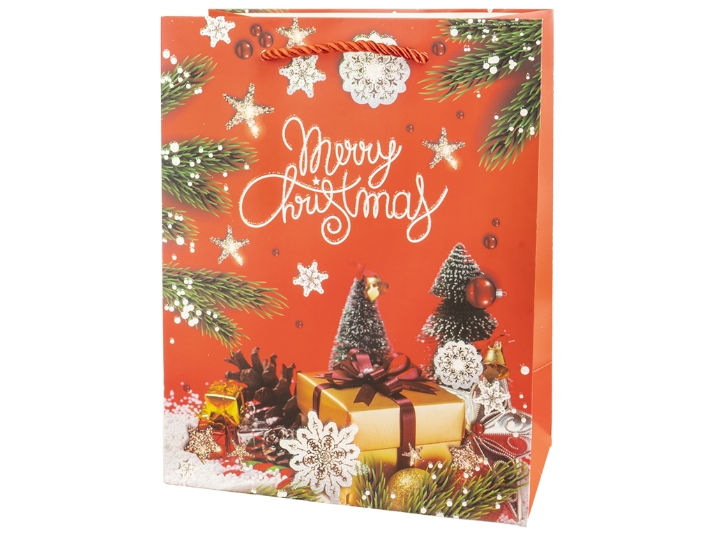 Пакет новорічний паперовий M Happy Holidays, 26x32x10см