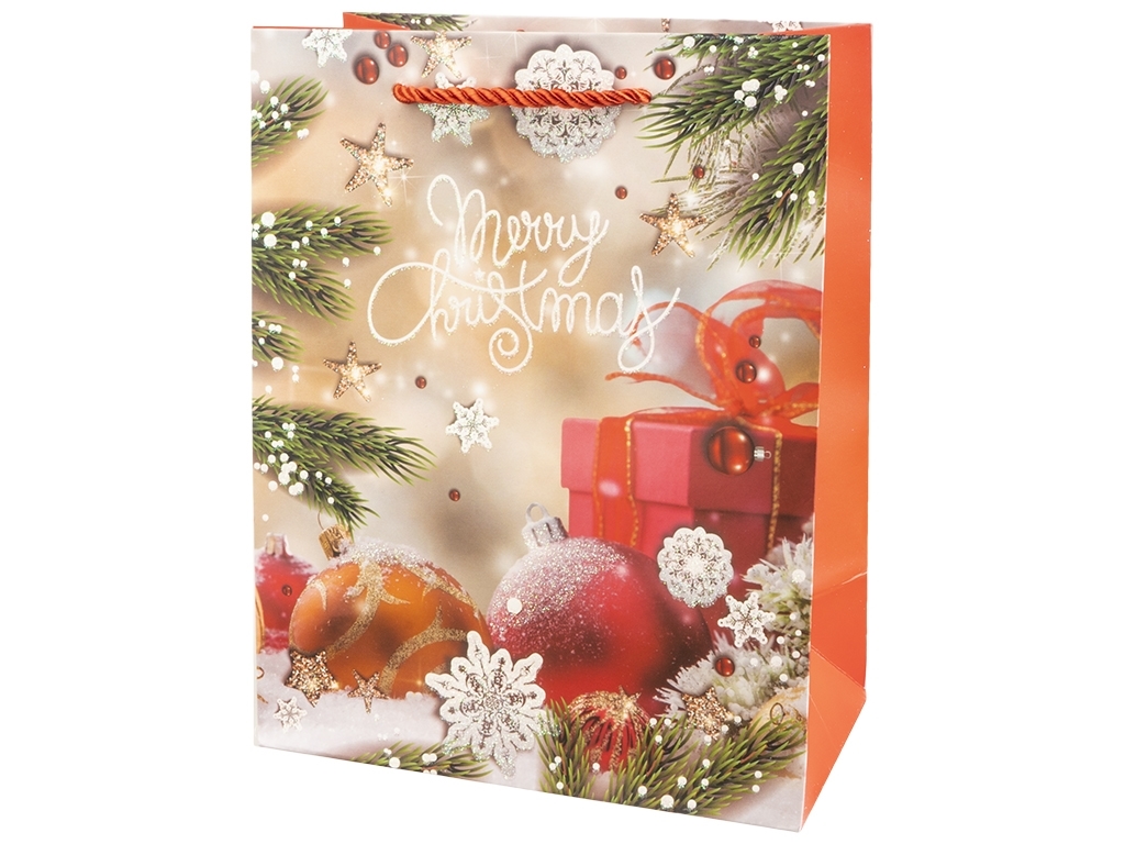 Пакет новорічний паперовий M Happy Holidays, 26x32x10см