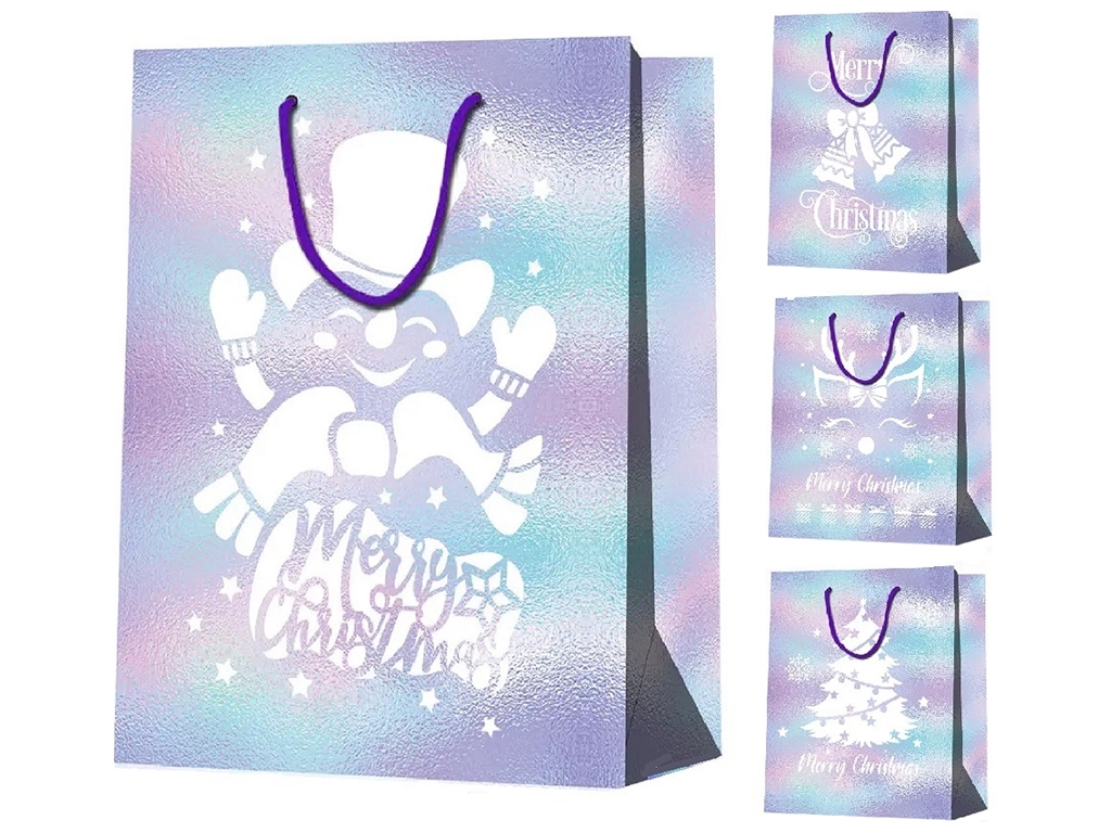 Пакет новогодний бумажный M Merry Christmas, 26х32х12см