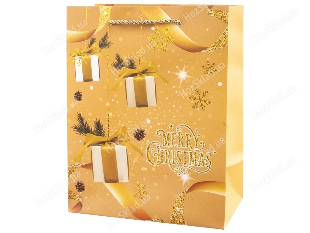 Пакет новогодний бумажный M New Year toys, 26x32x10см