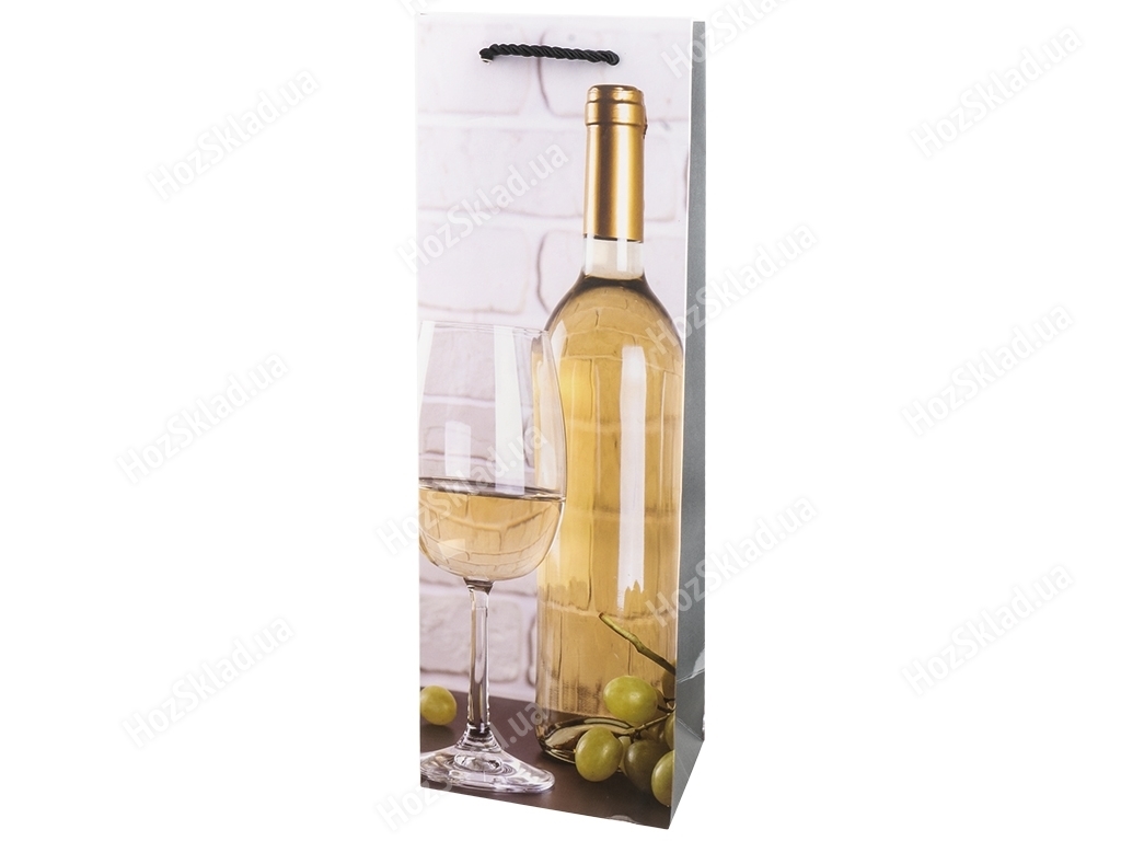 Пакет подарочный бумажный под бутылку Wine collection, 36x12x9см