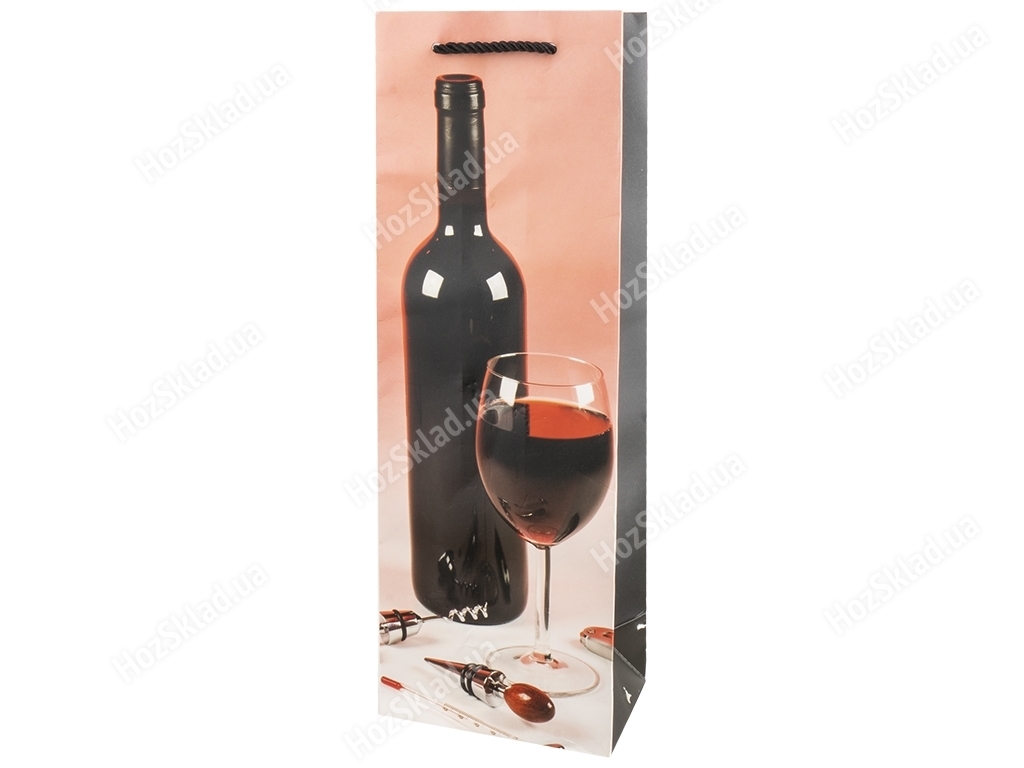 Пакет подарочный бумажный под бутылку Wine collection, 36x12x9см