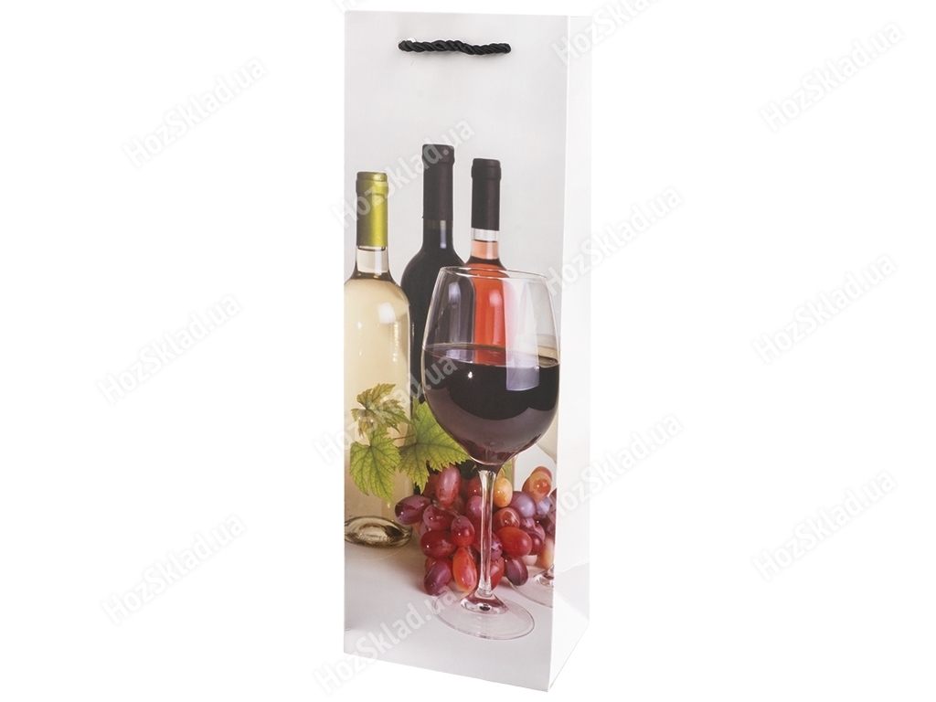 Пакет подарочный бумажный под бутылку Wine collection, 36x12x9см