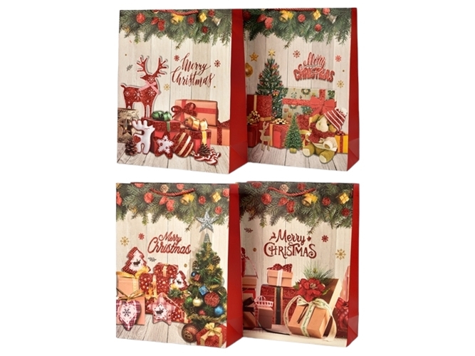 Пакет новогодний бумажный S Merry Christmas, 18x24x8см