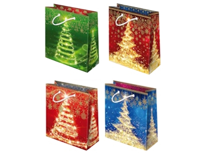 Пакет новорічний паперовий S Shining Christmas tree 18x23x8см