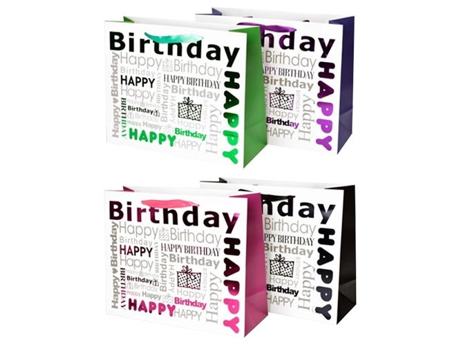 Пакет новорічний паперовий SS Happy Birthday, 14,5x15x6см