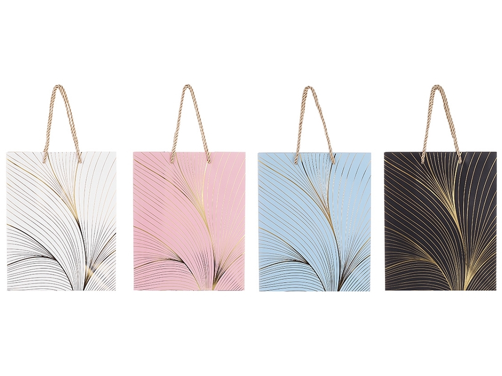 Пакет подарочный 23см с принтом и золотым напылением, 4 дизайна (цена за 1шт)