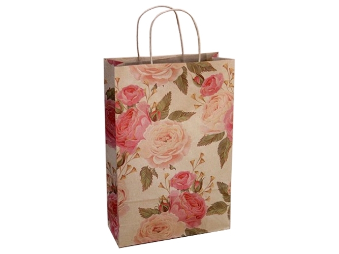 Пакет подарунковий крафт "Трояндочка" 24х10х37см 1052K