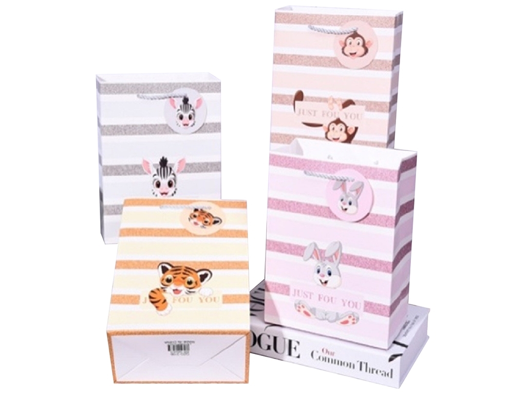 Пакет подарочный бумажный L Baby animals, 30х41,5х12см